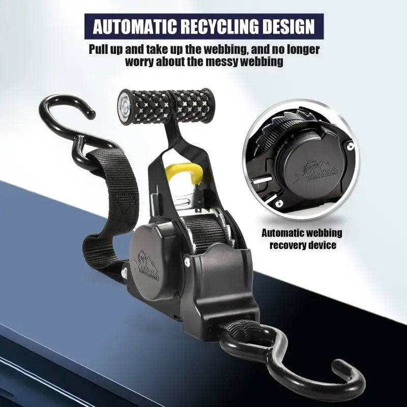 "practical Retractable Strap – One-Hand Capacity Cargo Securer for Boats/ATVs"