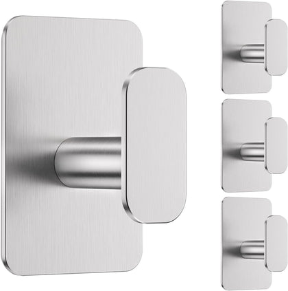 Polished Silver Self-Adhesive Wall Hooks
