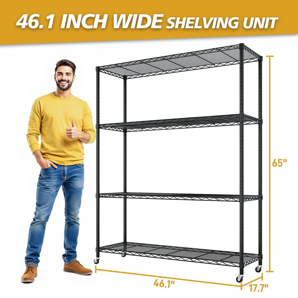Adjustable Wire Shelving Unit With Locking Wheels