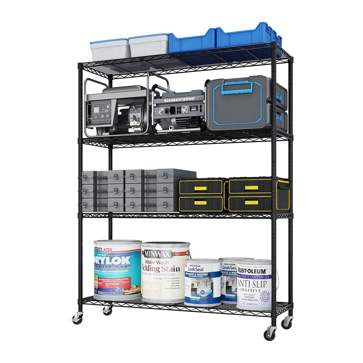 Adjustable Wire Shelving Unit With Locking Wheels
