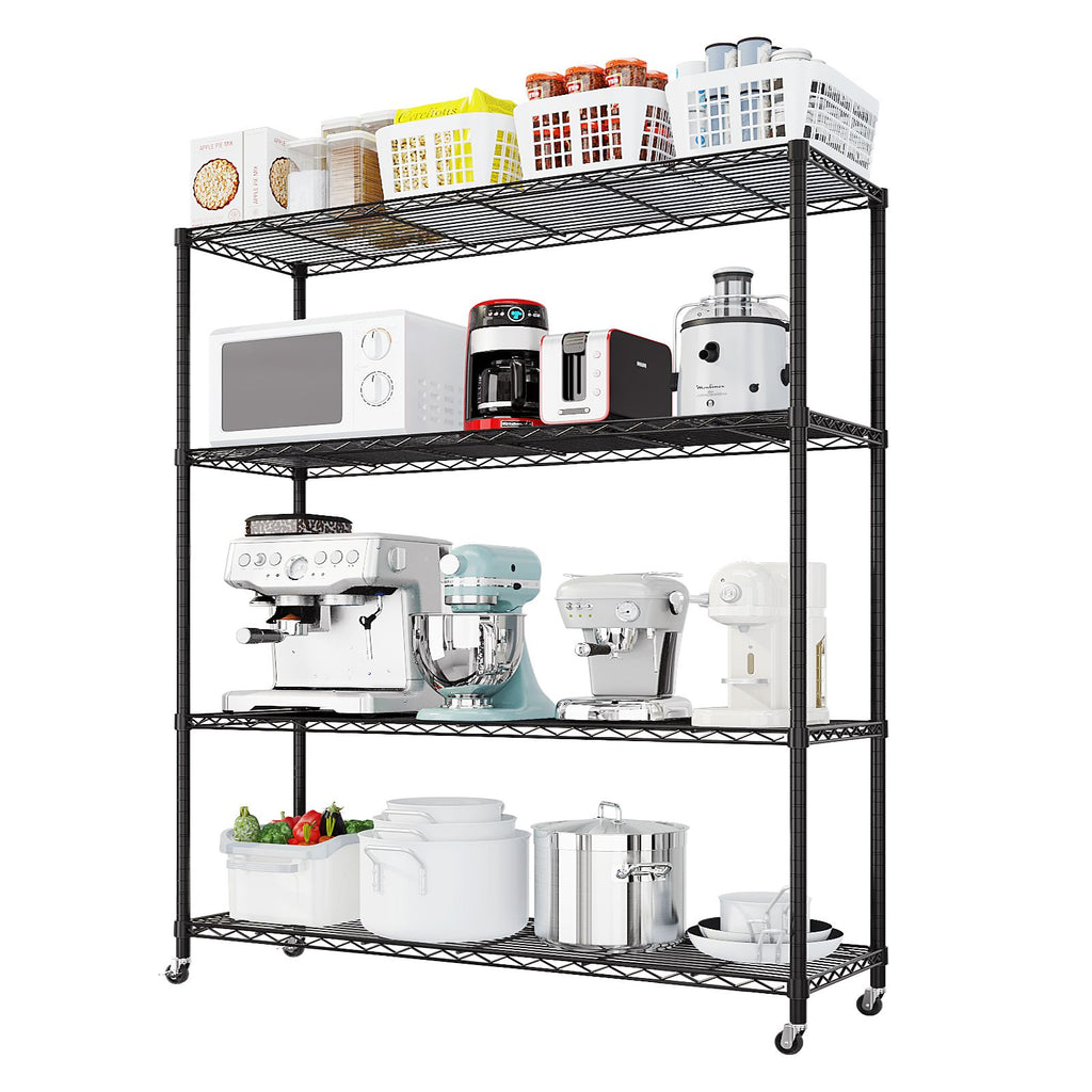 Adjustable Wire Shelving Unit With Locking Wheels
