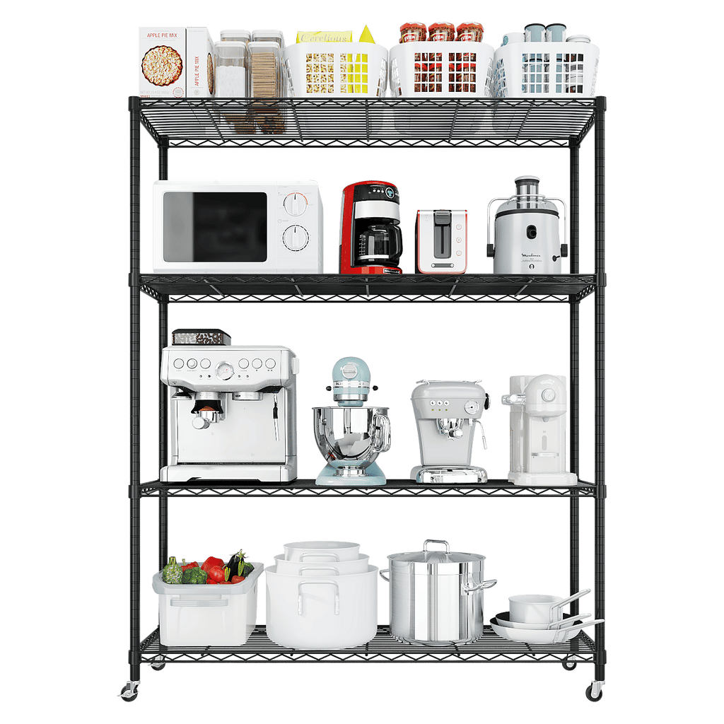 Adjustable Wire Shelving Unit With Locking Wheels