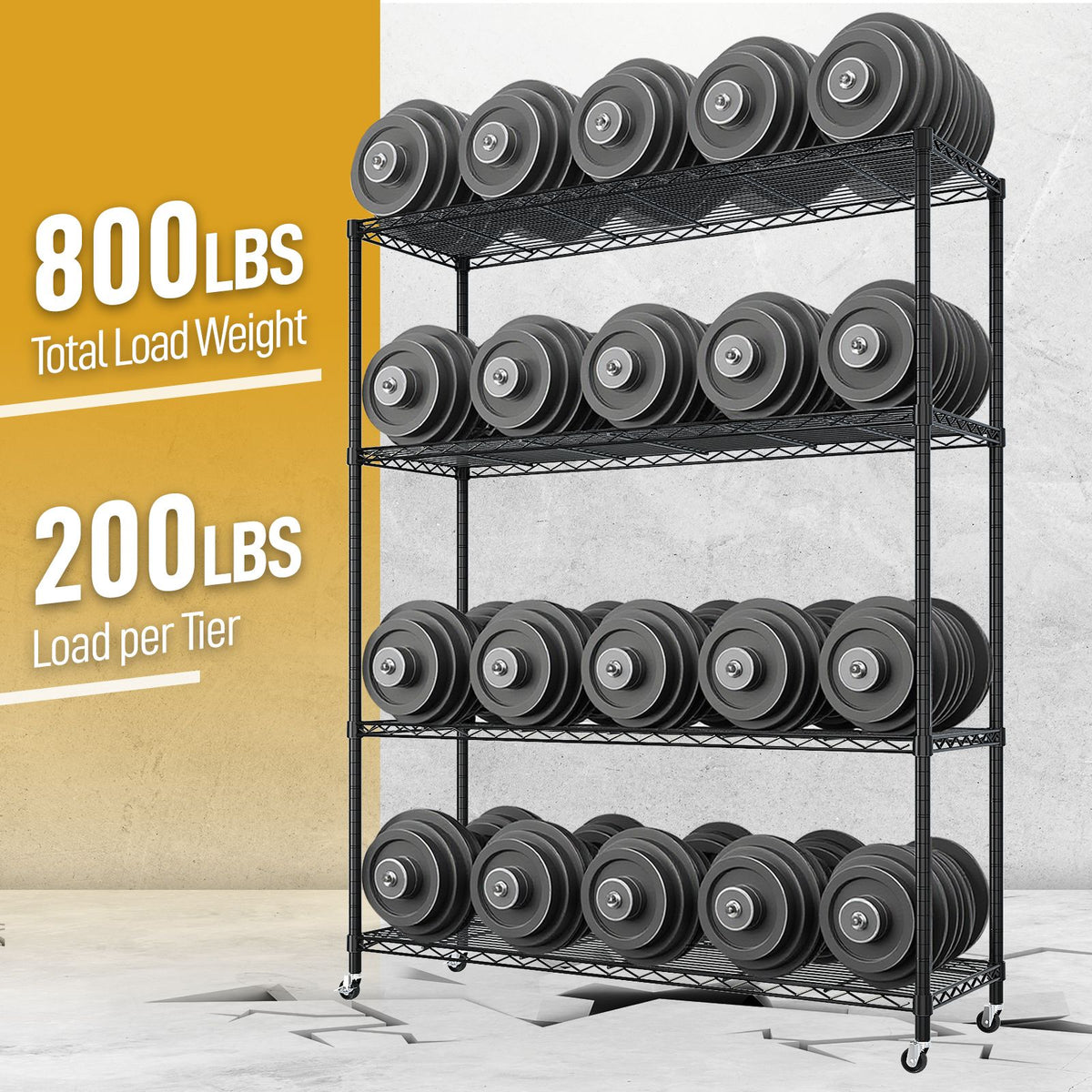 Adjustable Wire Shelving Unit With Locking Wheels