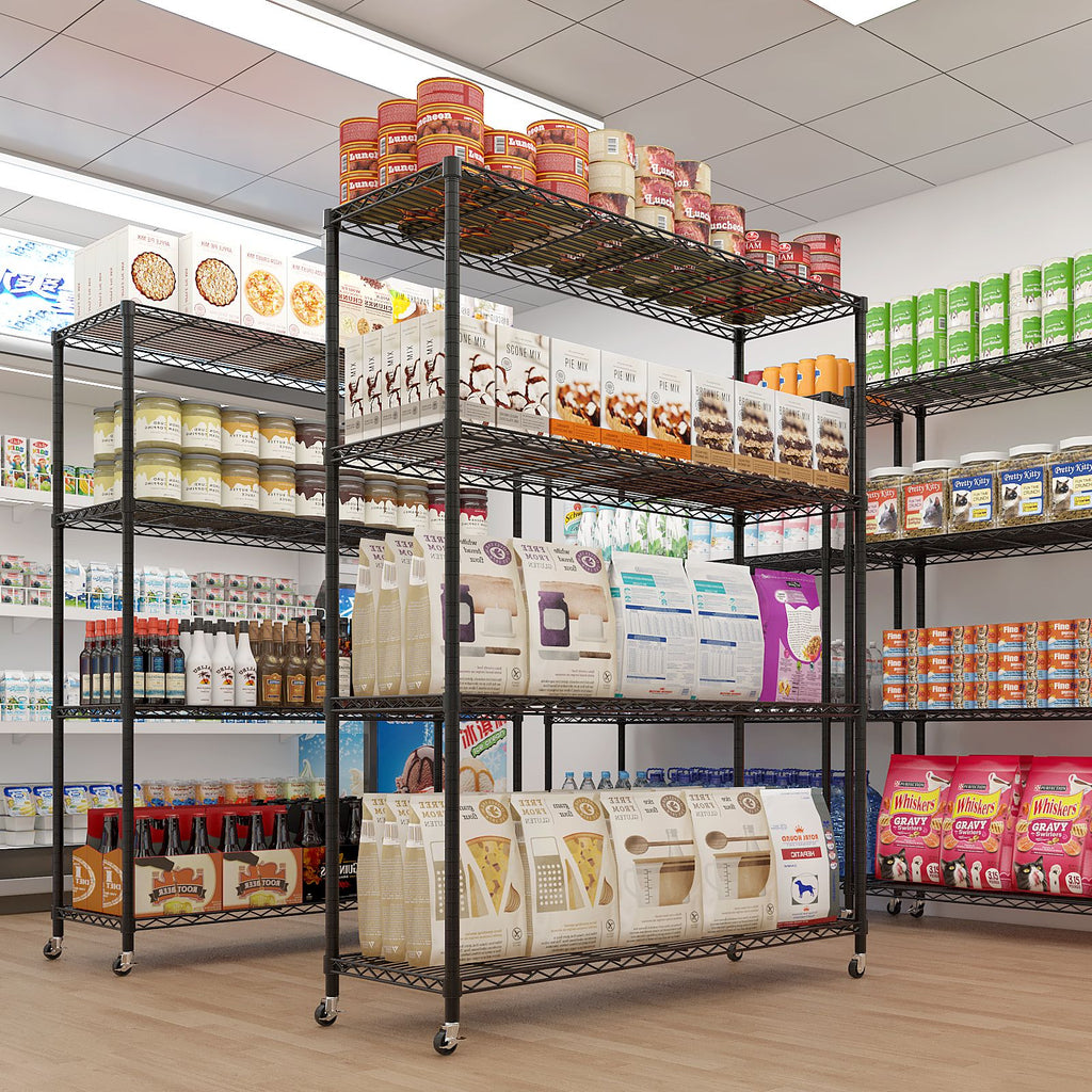 Adjustable Wire Shelving Unit With Locking Wheels