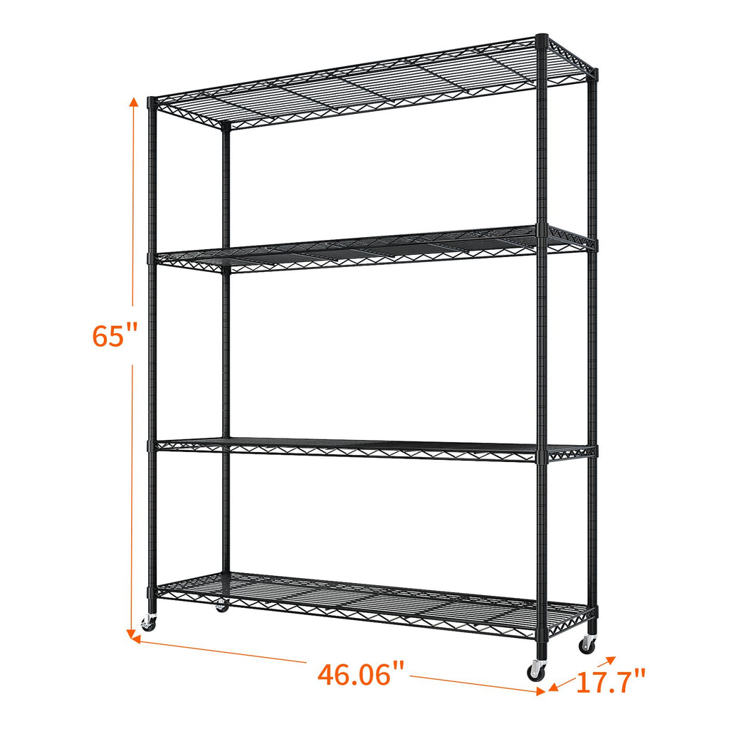 Adjustable Wire Shelving Unit With Locking Wheels