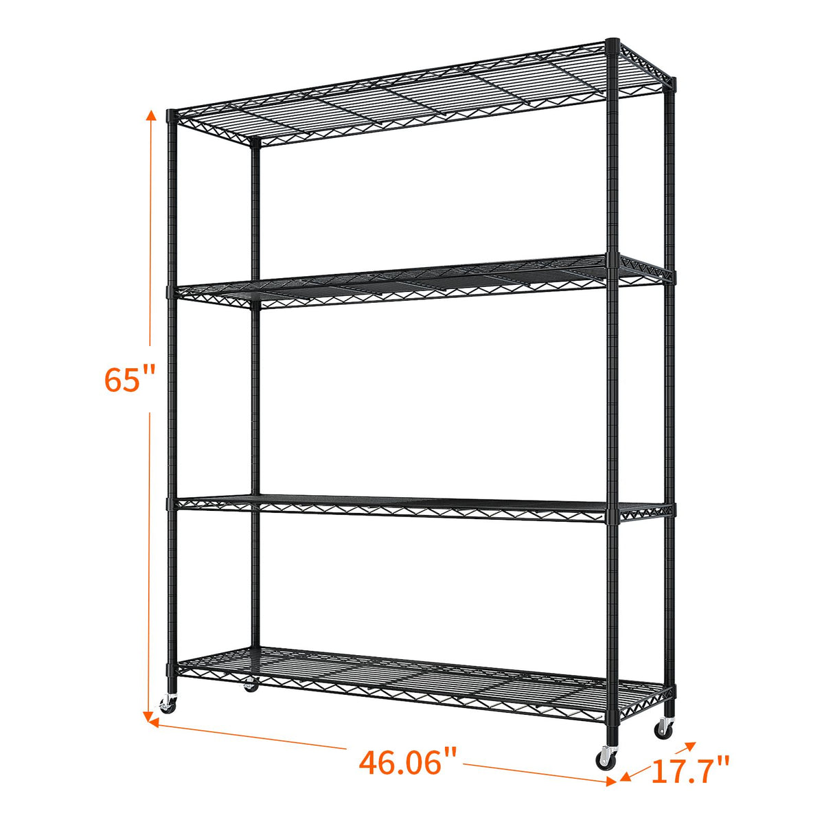 Adjustable Wire Shelving Unit With Locking Wheels