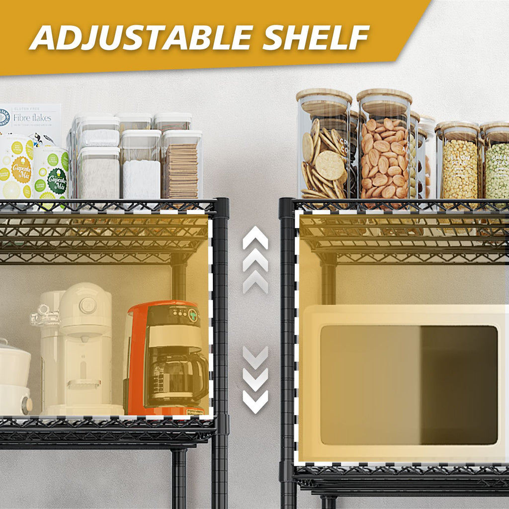 Adjustable Wire Shelving Unit With Locking Wheels
