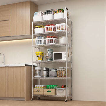 Mobile Wire Storage Shelving with Lockable Wheels
