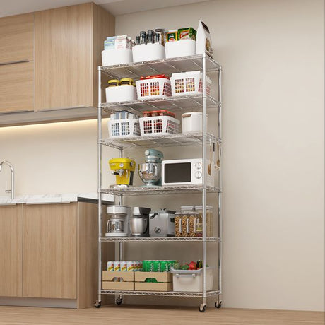 Mobile Wire Storage Shelving with Lockable Wheels