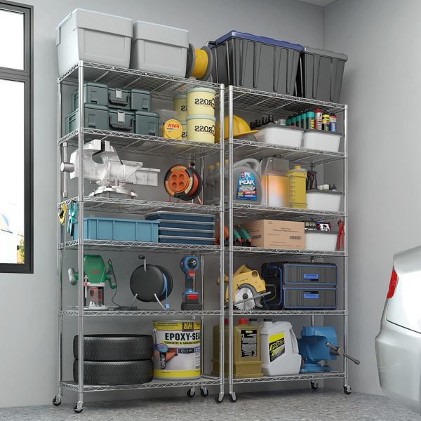 Mobile Wire Storage Shelving with Lockable Wheels