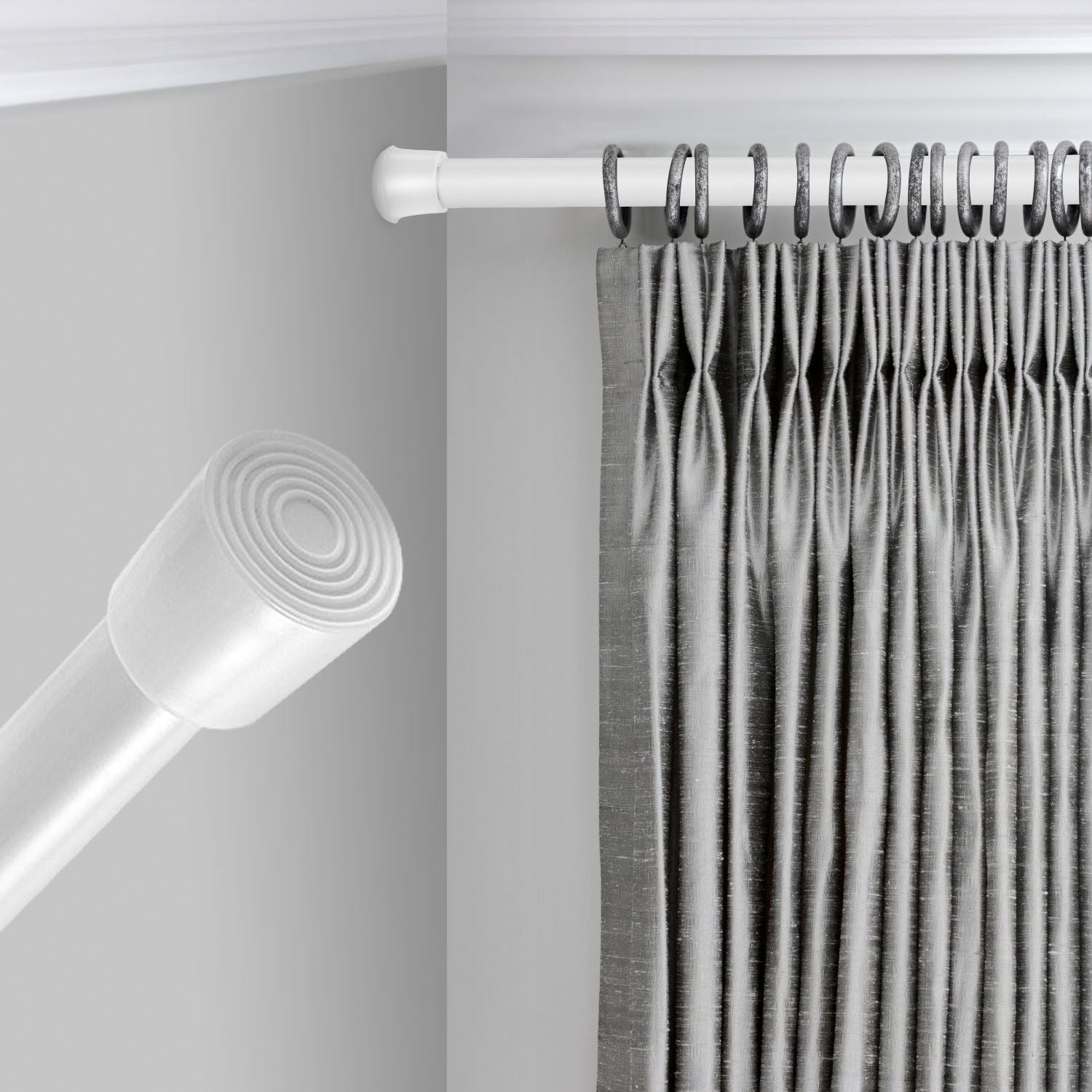 Non-Slip Carbon Steel Tension Curtain Rod, No Drilling Required