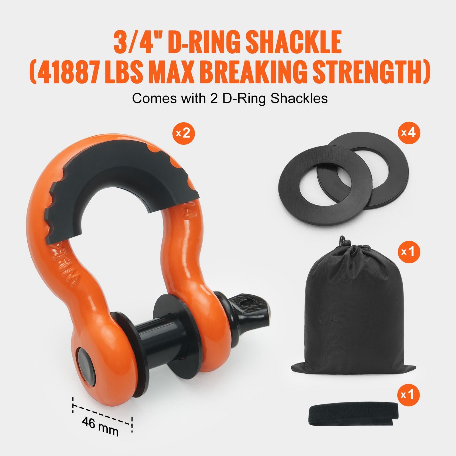 Reinforced Vehicle Tow Strap Recovery Kit