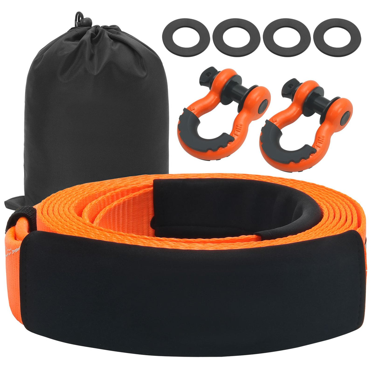 Reinforced Vehicle Tow Strap Recovery Kit