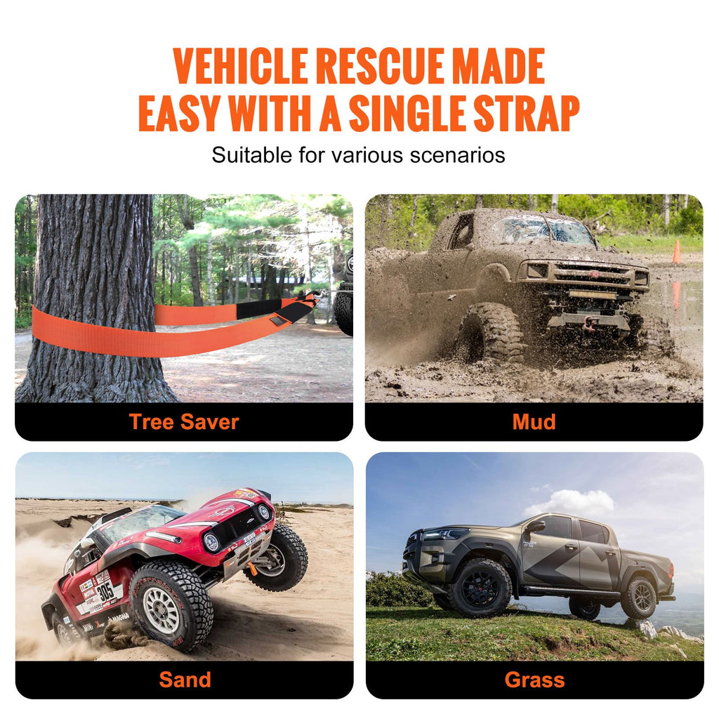Reinforced Vehicle Tow Strap Recovery Kit