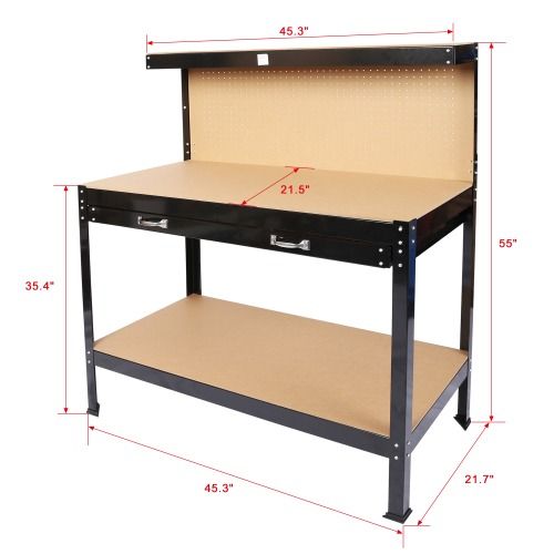 practical Workbench with Capacity – Solid Steel Frame & Pegboard Storage