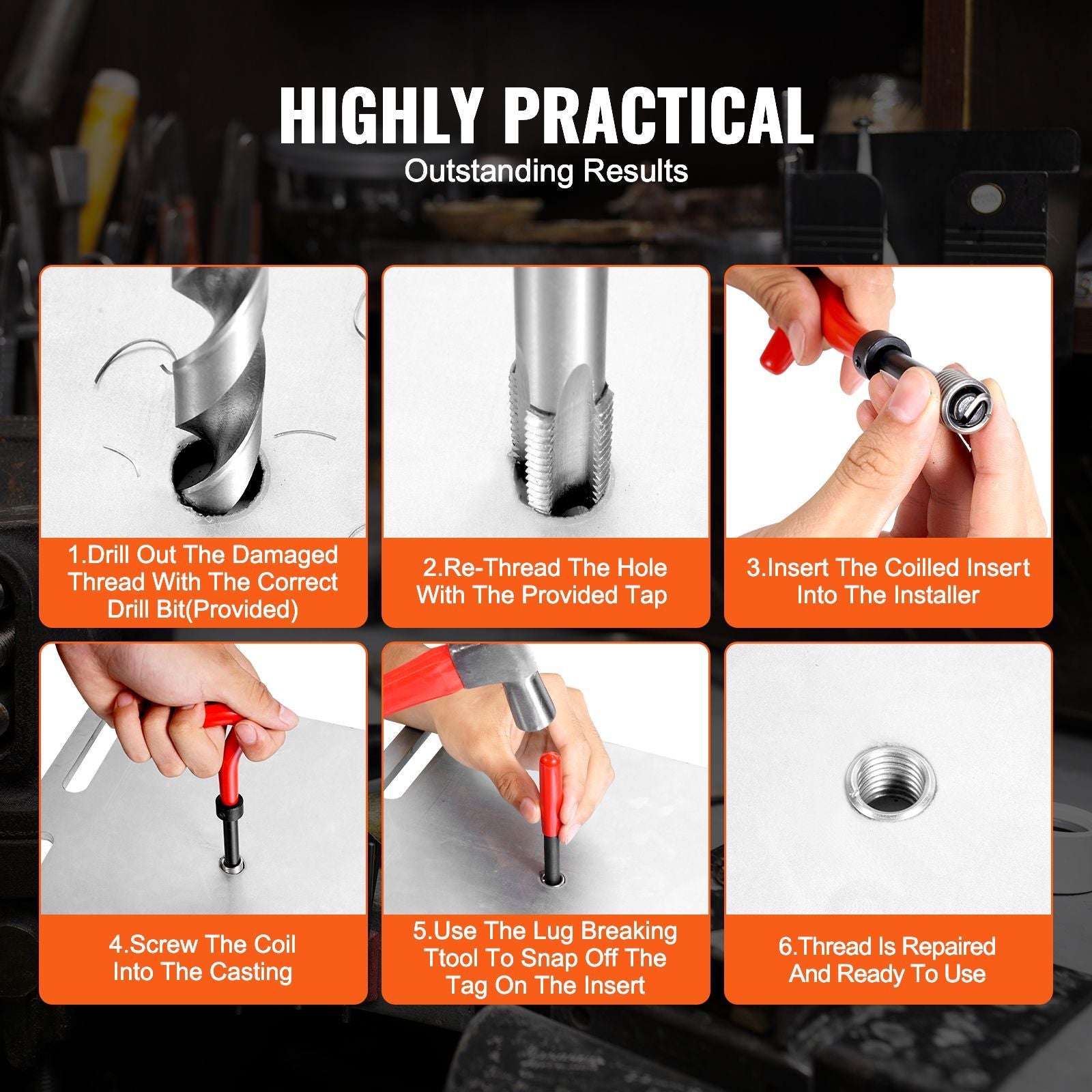 166-Piece Metric Helicoil Thread Repair Kit