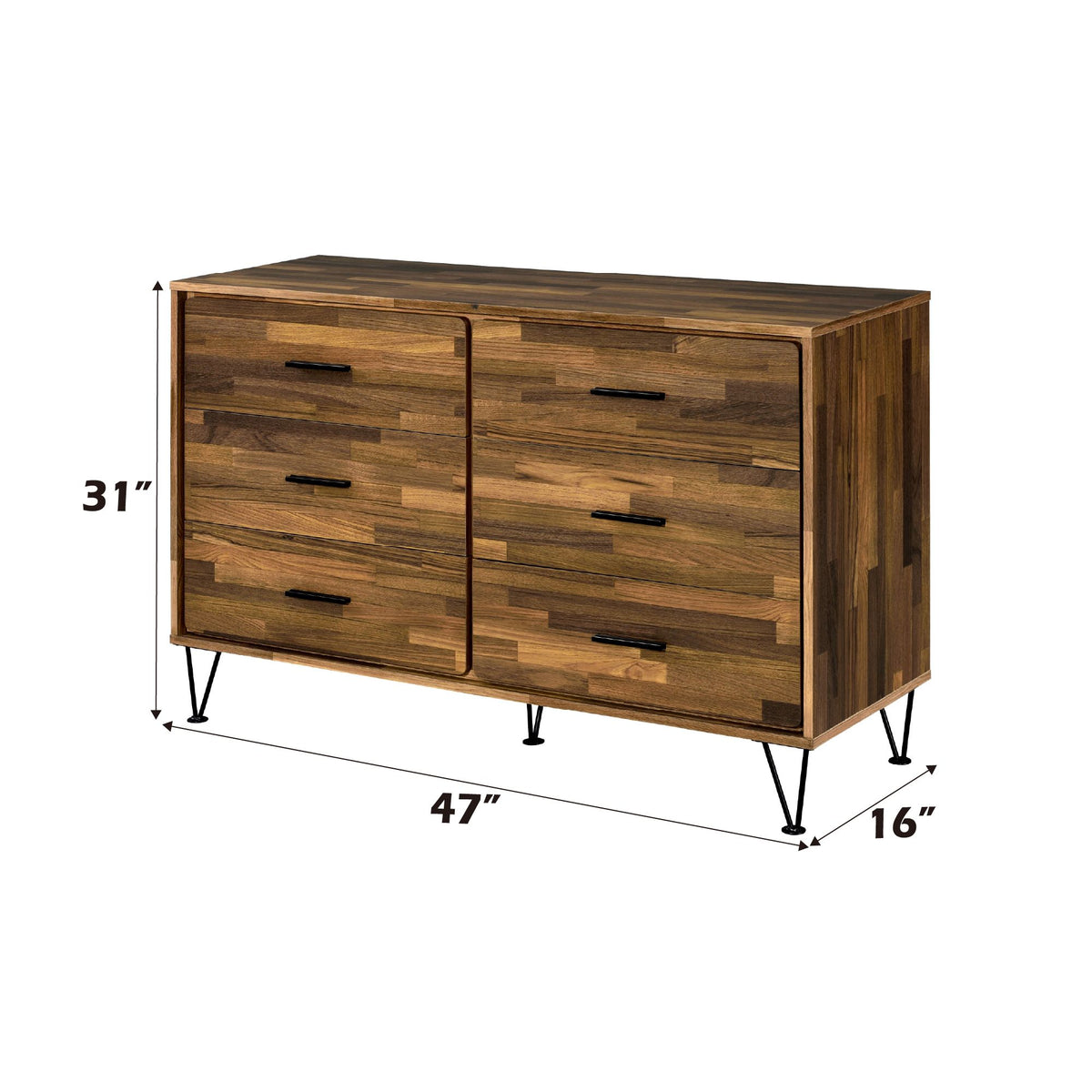 Hestia Walnut-Finish Six-Drawer Dresser