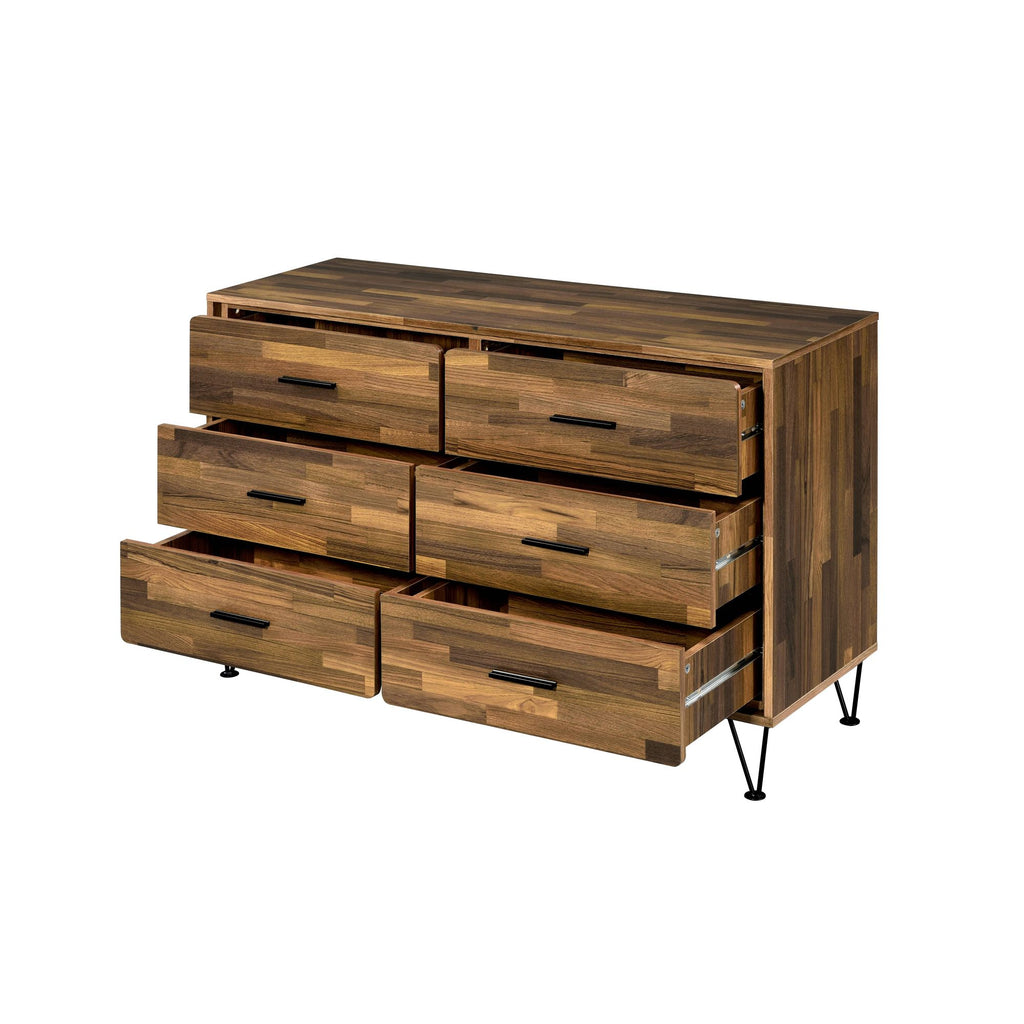 Hestia Walnut-Finish Six-Drawer Dresser