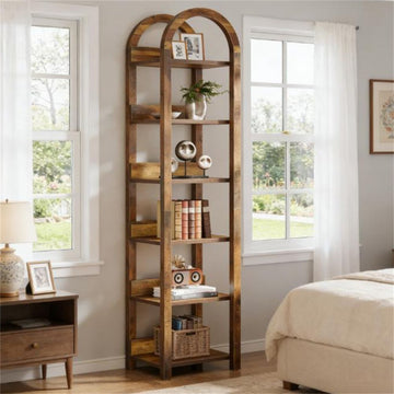 Slim Arched Six-Tier Display Bookcase