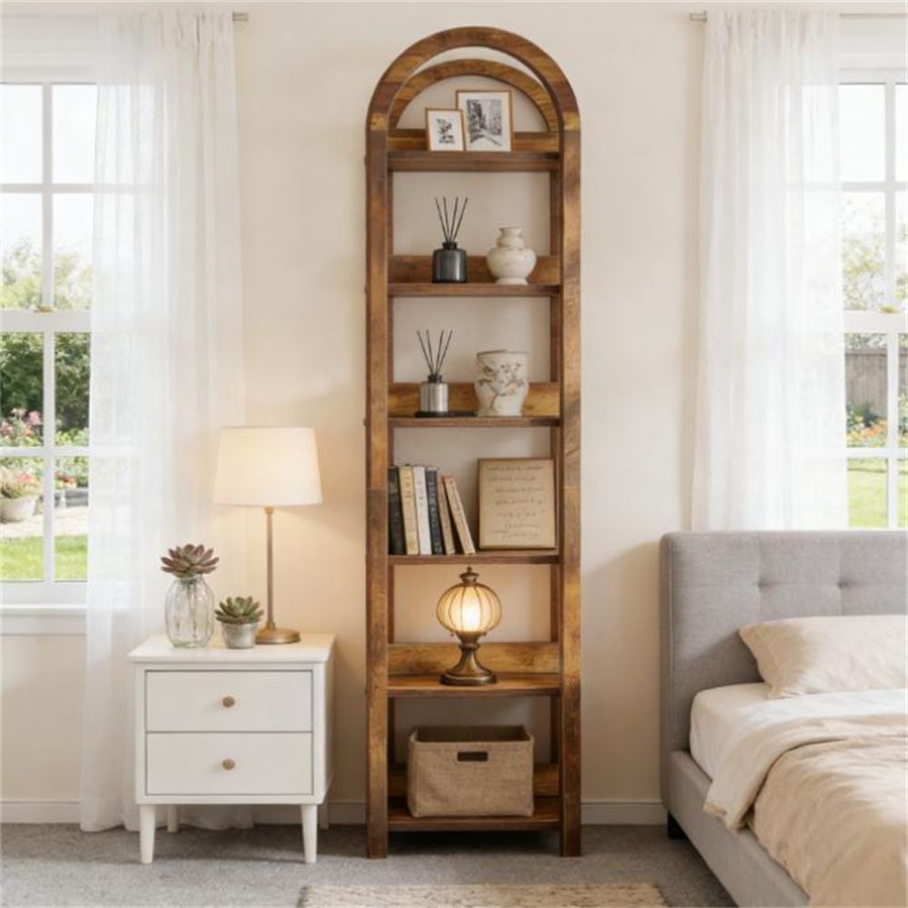 Slim Arched Six-Tier Display Bookcase
