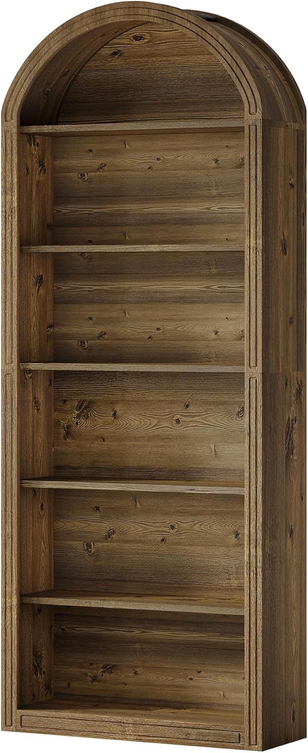 Tall Arched Bookshelf with Two-Tone Styling