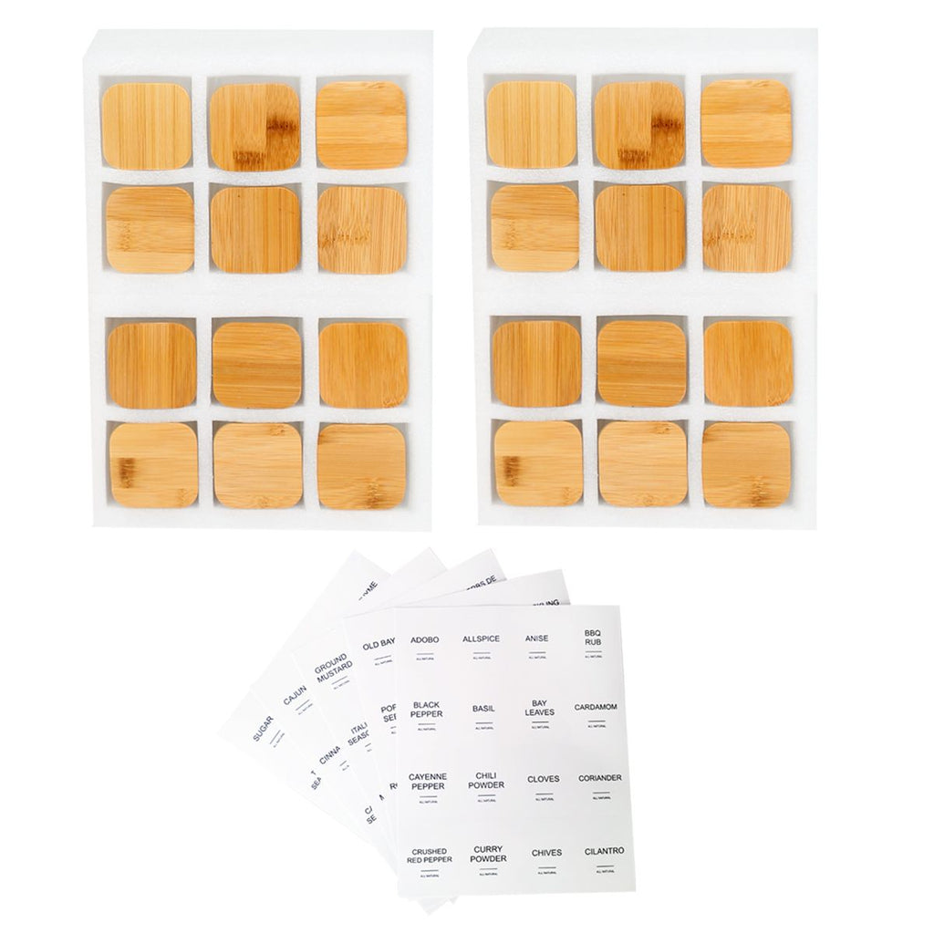 24 Spice Jars with Labels and Lids for Kitchen Organization
