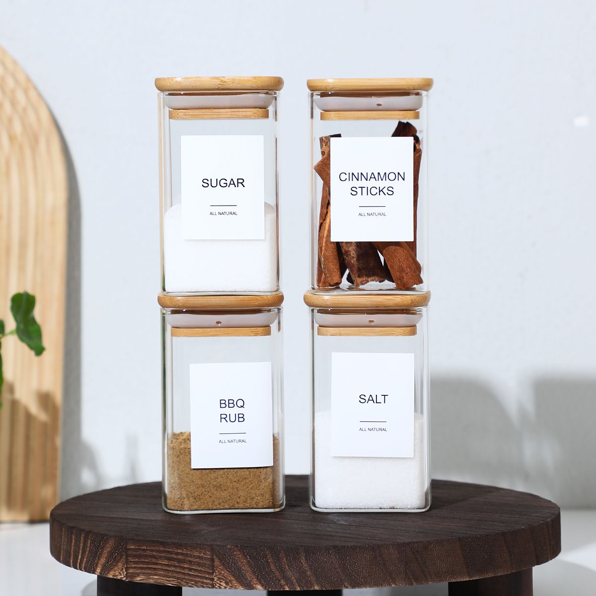 24 Spice Jars with Labels and Lids for Kitchen Organization
