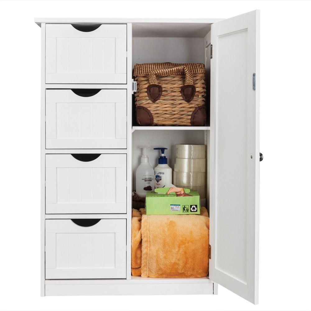 Compact Bathroom Cabinet with Shelves and Compartments