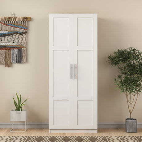 High Wardrobe with 2 Doors and 3 Shelves for Organized Storage