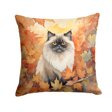 Himalayan Cat in Fall Leaves Halloween Throw Pillow