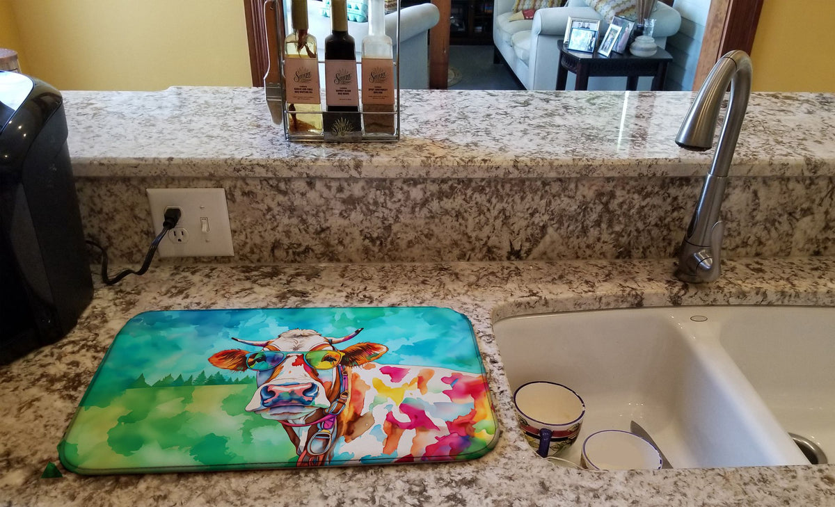 Hippie Cow Kitchen Dish Drying Mat