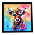Hippie Cow Framed Wall Art