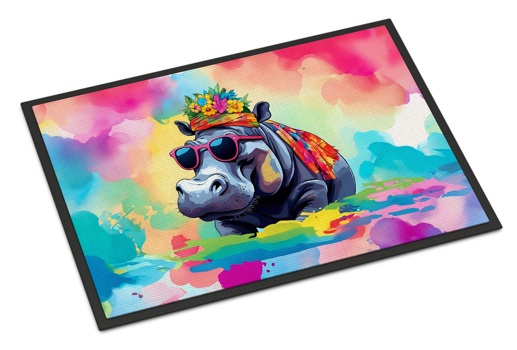 Hippie Hippopotamus Artwork Doormat