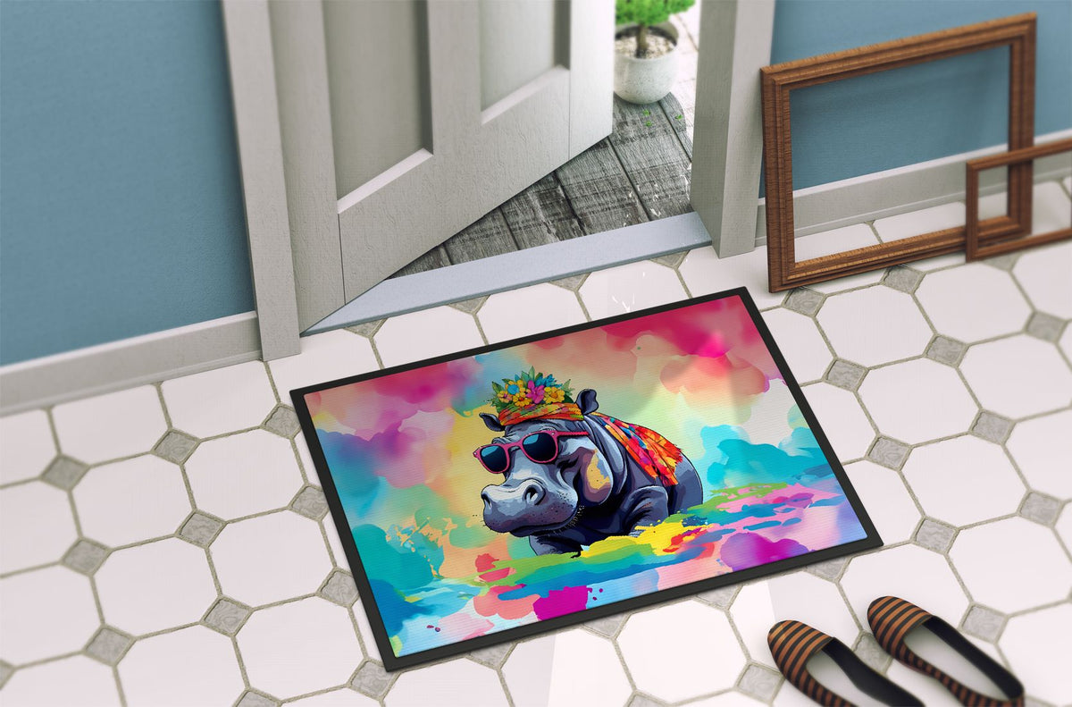 Hippie Hippopotamus Artwork Doormat