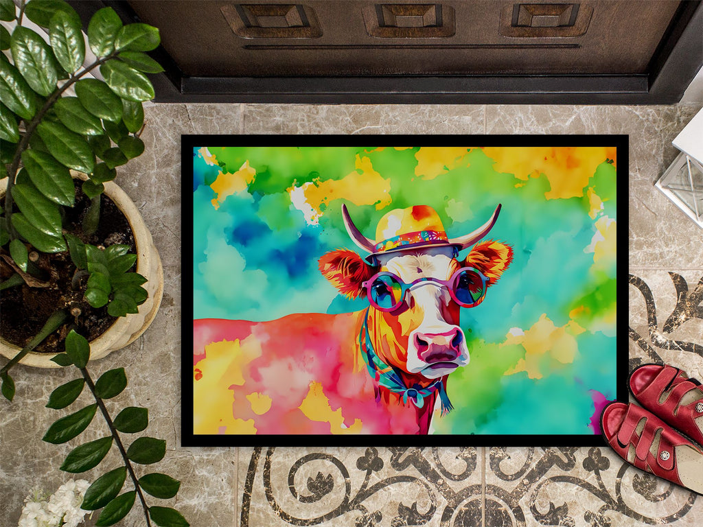 Hippie Animal Malvi Cow Artwork Doormat
