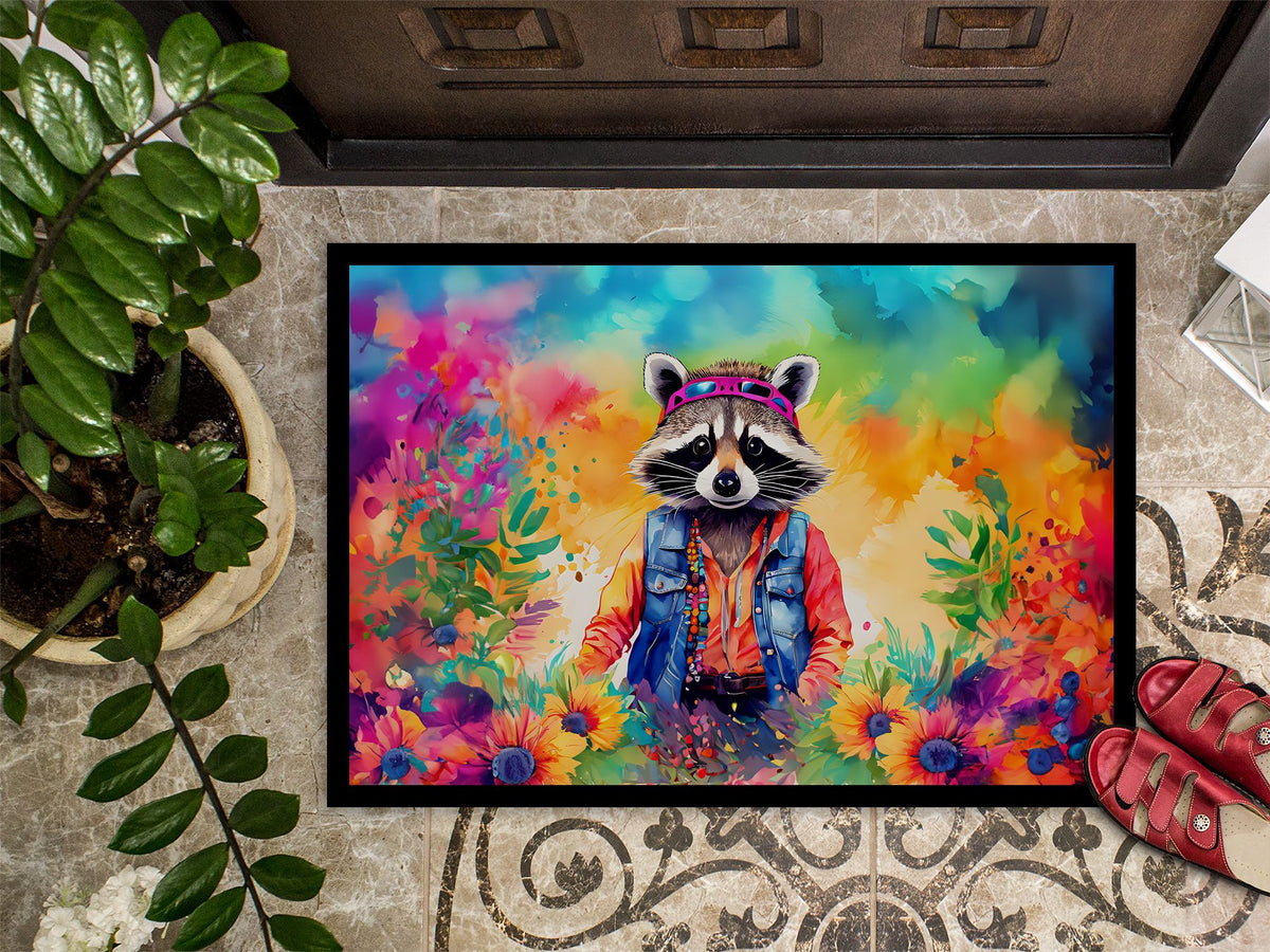 Hippie Raccoon Indoor-Outdoor Doormat