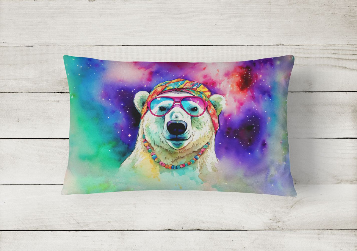 Hippie Polar Bear Indoor-Outdoor Throw Pillow