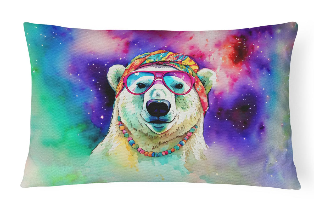 Hippie Polar Bear Indoor-Outdoor Throw Pillow