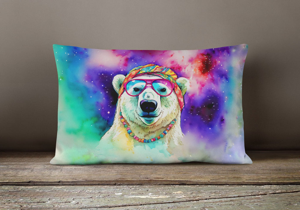 Hippie Polar Bear Indoor-Outdoor Throw Pillow