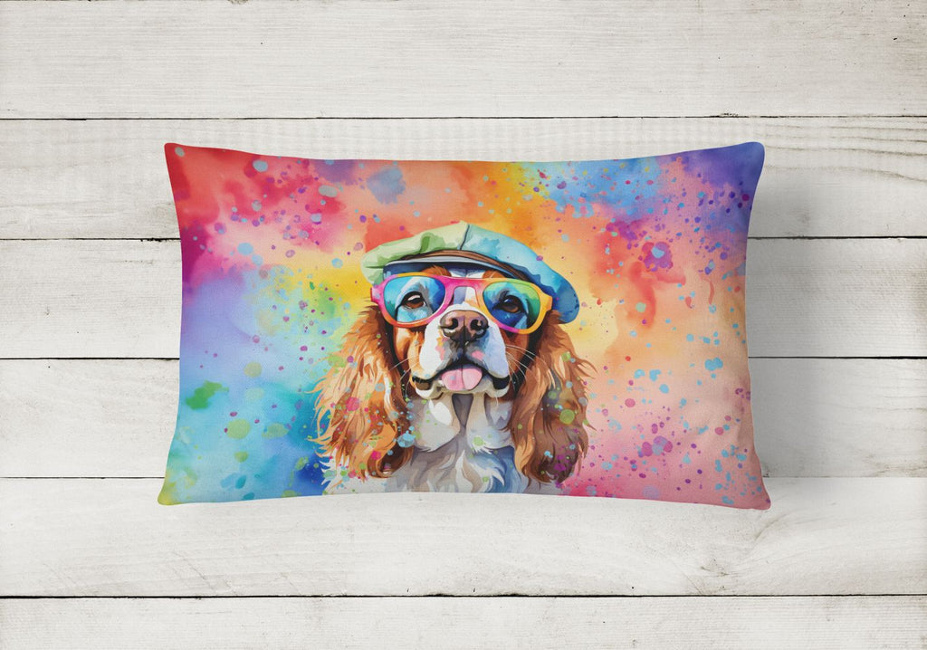 Hippie Dawg Cavalier Spaniel Throw Pillow