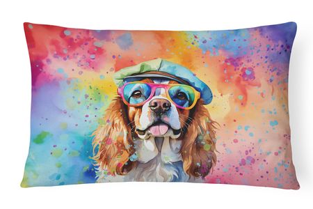 Hippie Dawg Cavalier Spaniel Throw Pillow