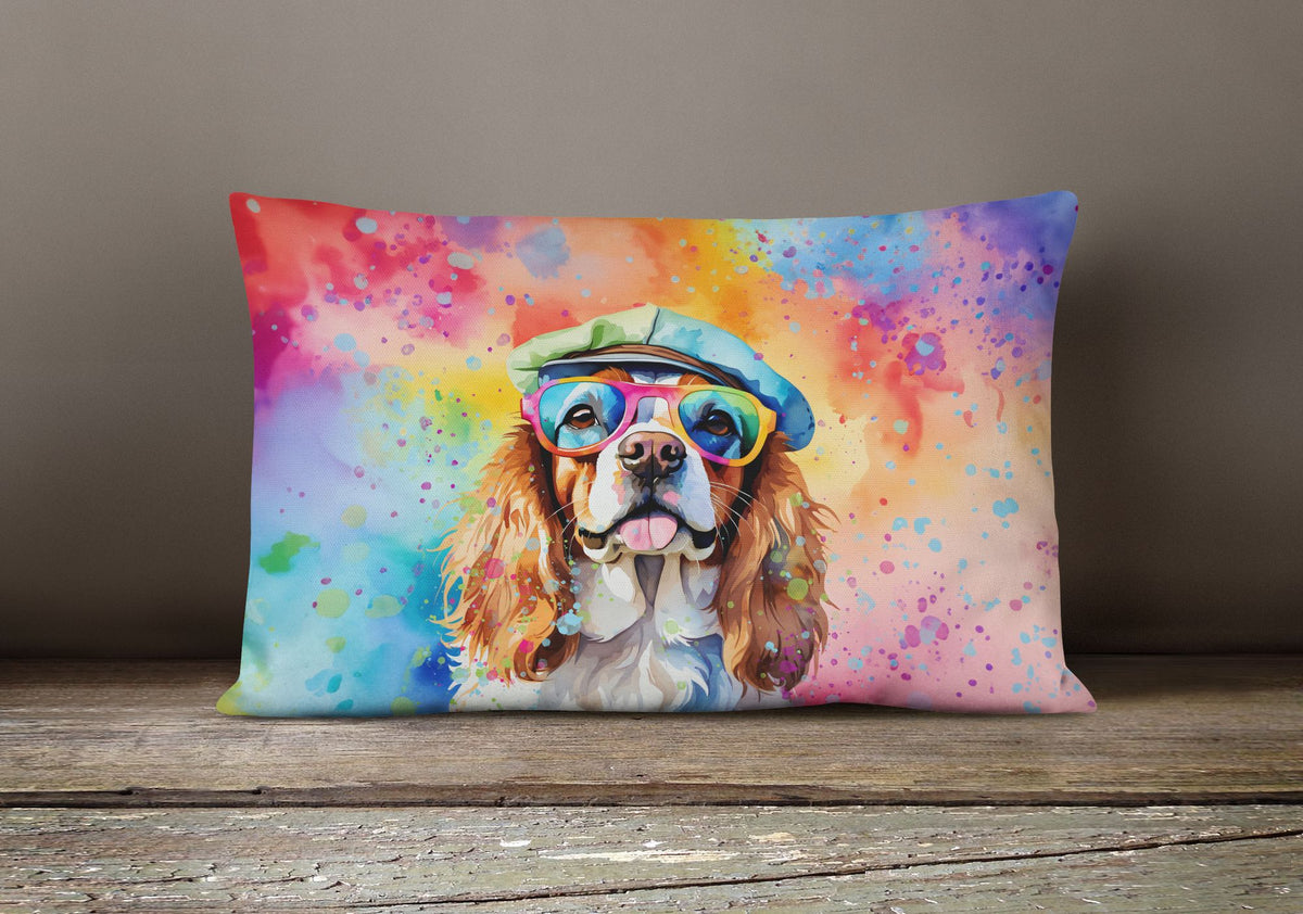 Hippie Dawg Cavalier Spaniel Throw Pillow