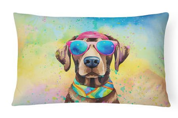 Hippie Chocolate Labrador Decorative Throw Pillow
