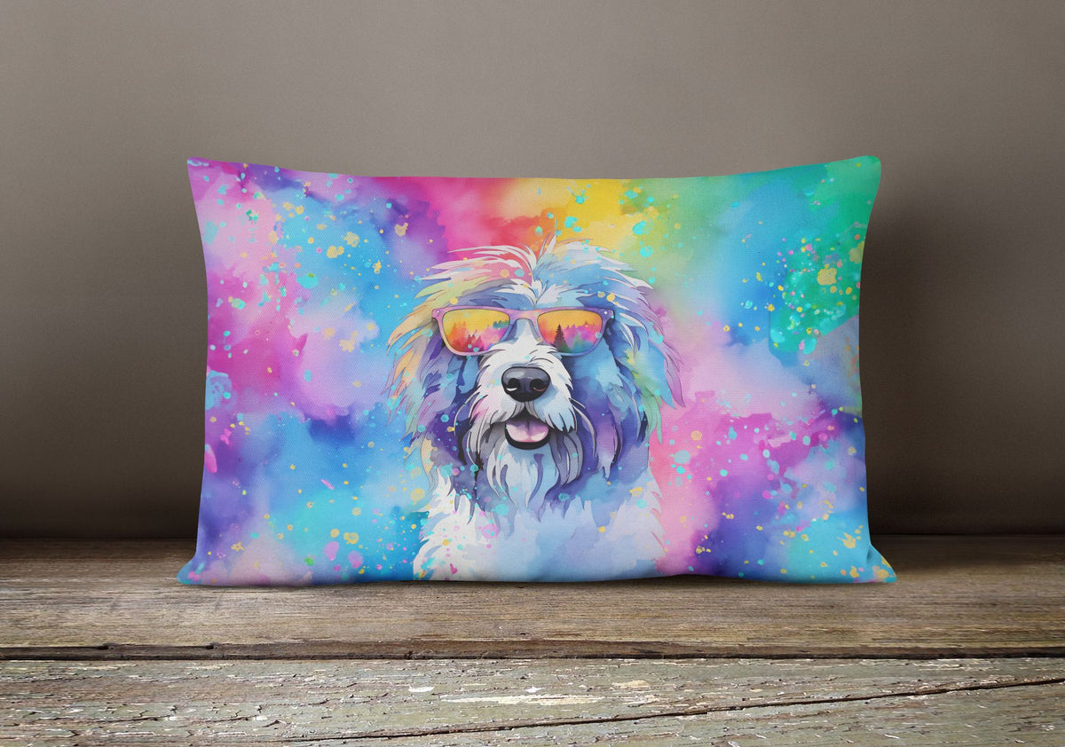 Hippie Old English Sheepdog Decorative Throw Pillow