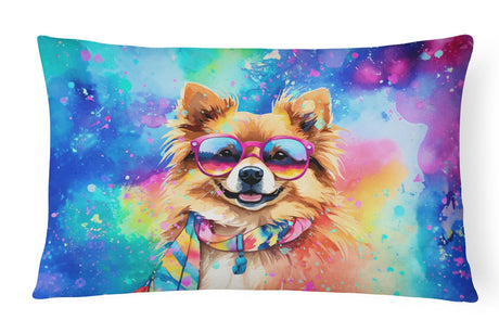 Pomeranian Hippie Dawg Indoor-Outdoor Throw Pillow