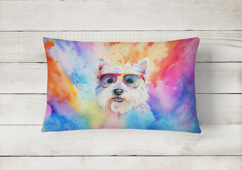 Hippie Westie Indoor and Outdoor Throw Pillow