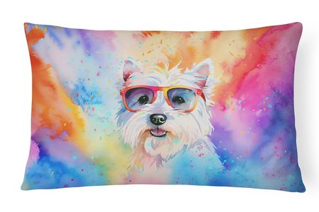 Hippie Westie Indoor and Outdoor Throw Pillow