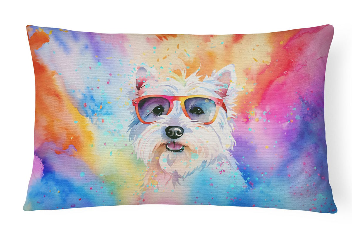 Hippie Westie Indoor and Outdoor Throw Pillow