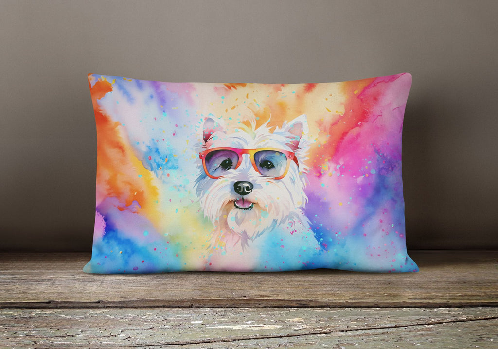 Hippie Westie Indoor and Outdoor Throw Pillow