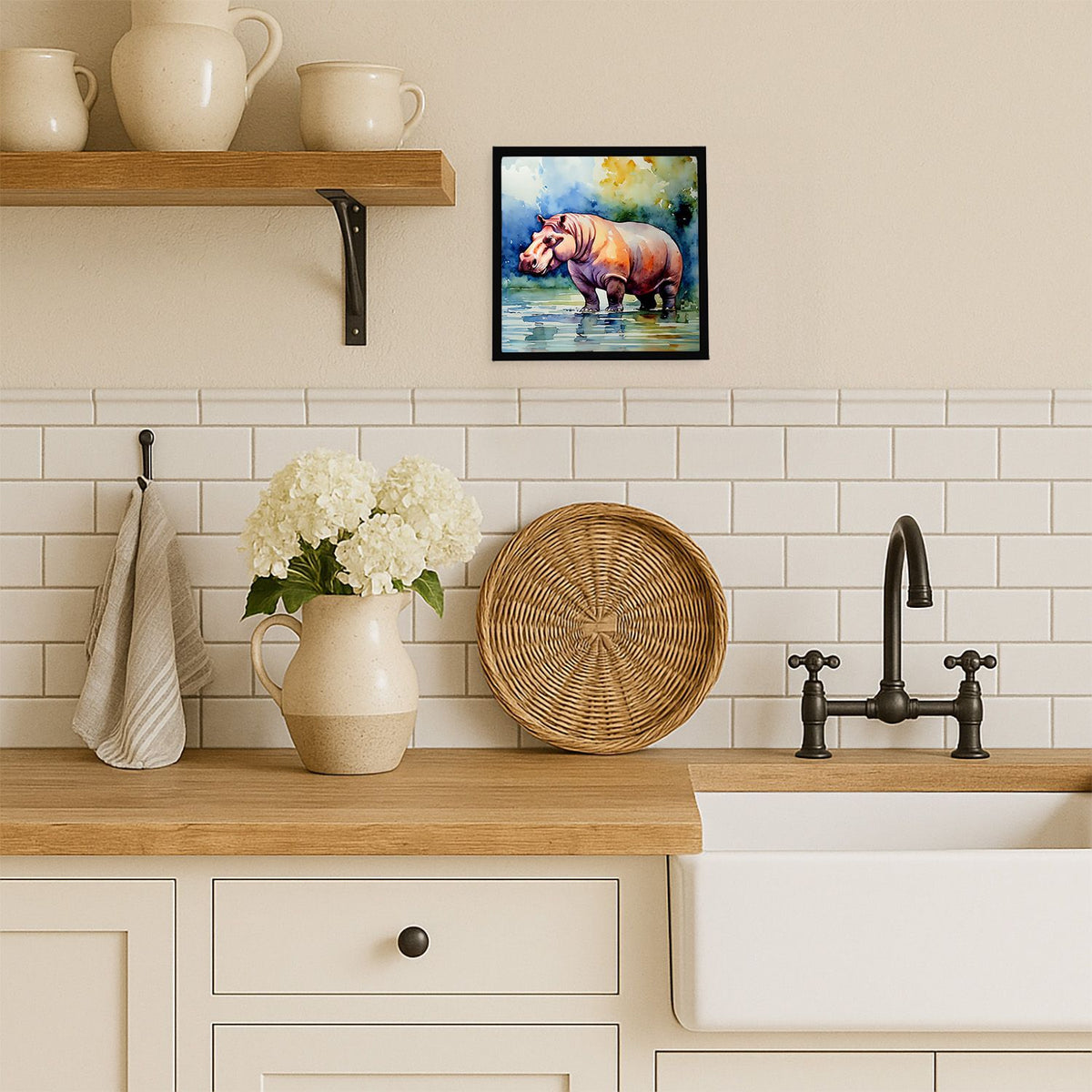 Hippopotamus Artwork in a Sleek Contemporary Frame